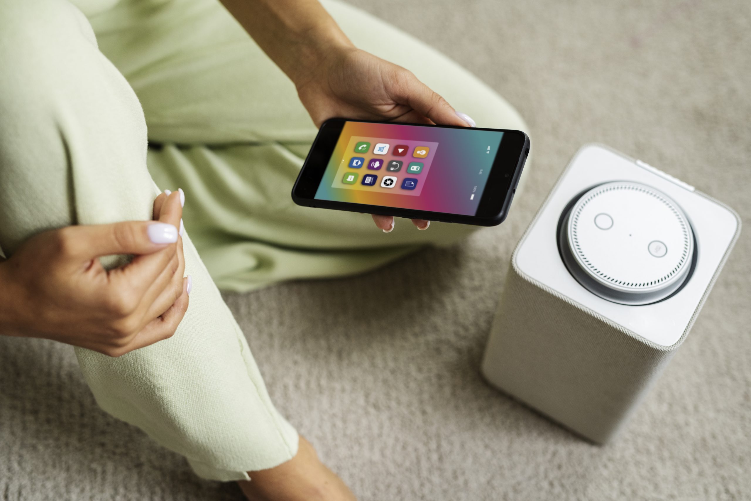 smartphone connected to Bluetooth speaker